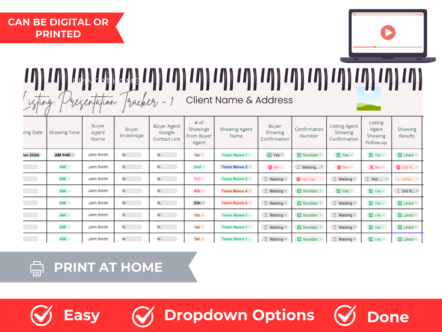 Seller Listing Presentation Tracker Template