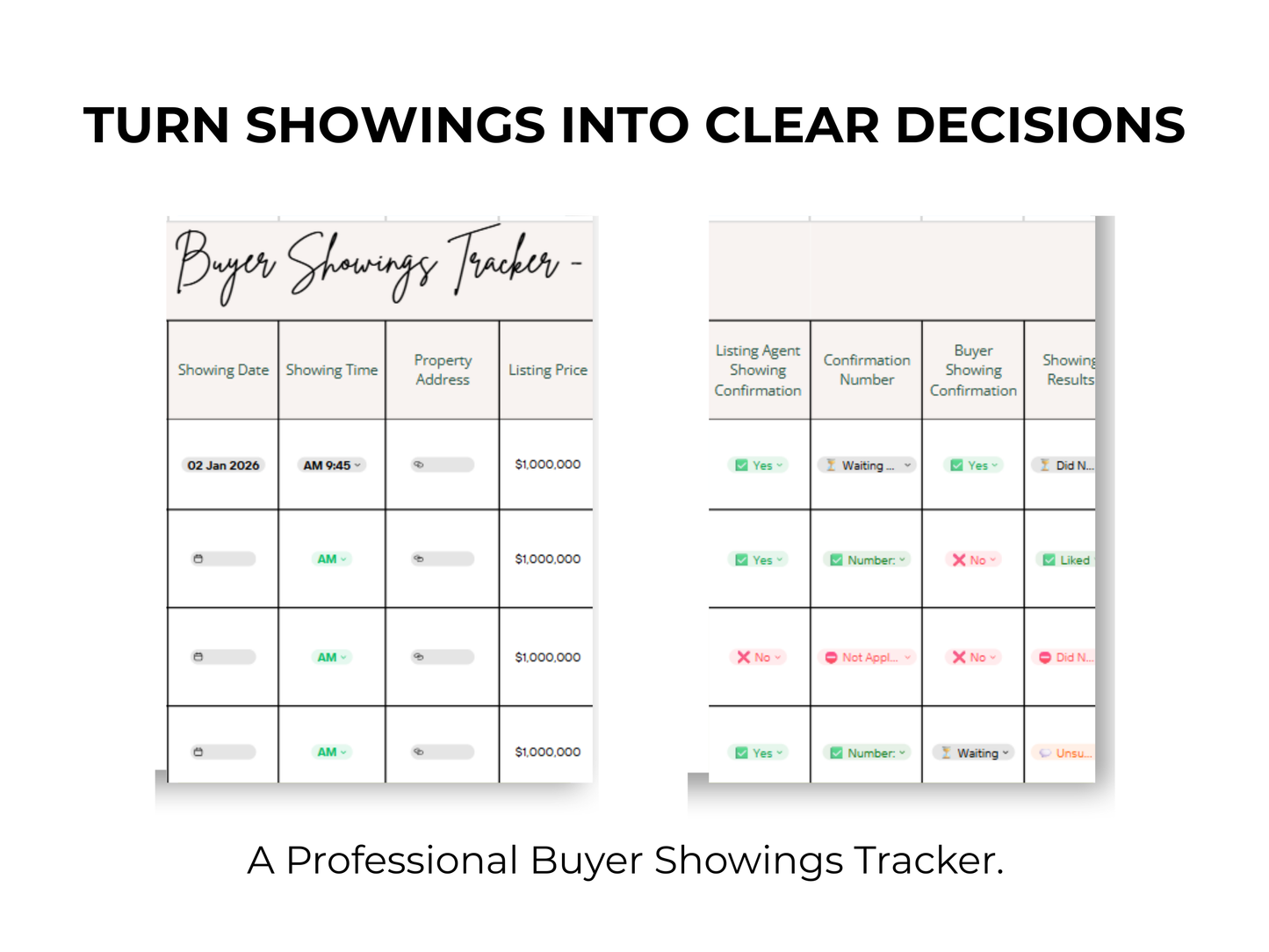 Buyer Showings Tracker Template