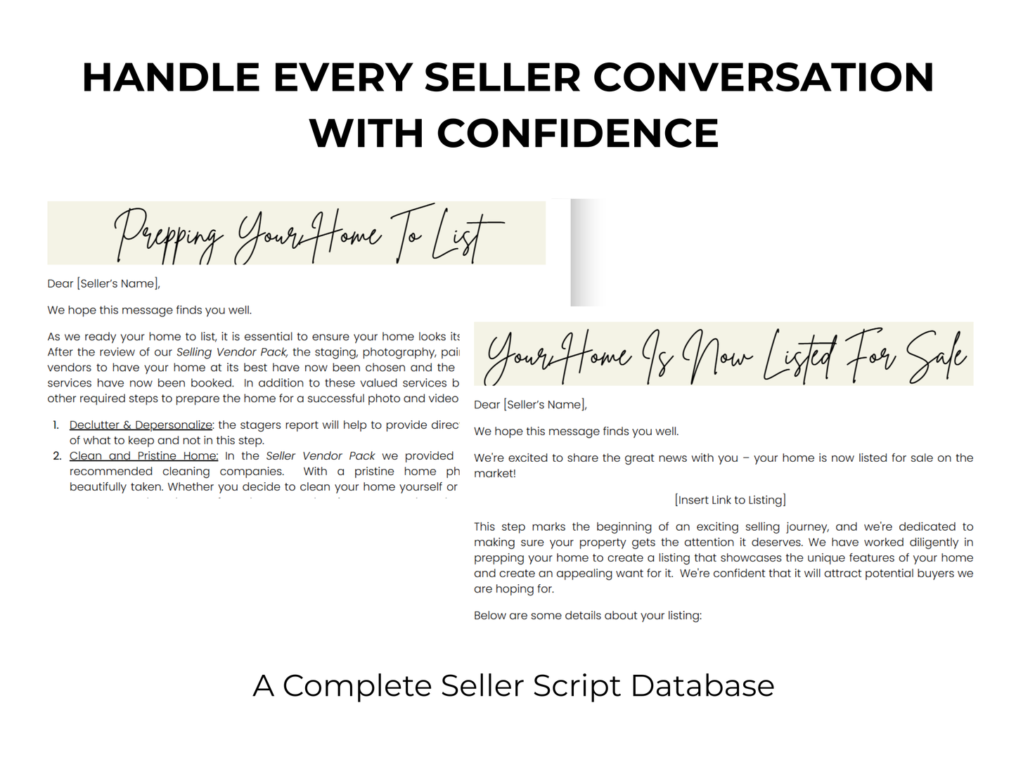 Seller Email Scripts Database Template with AI