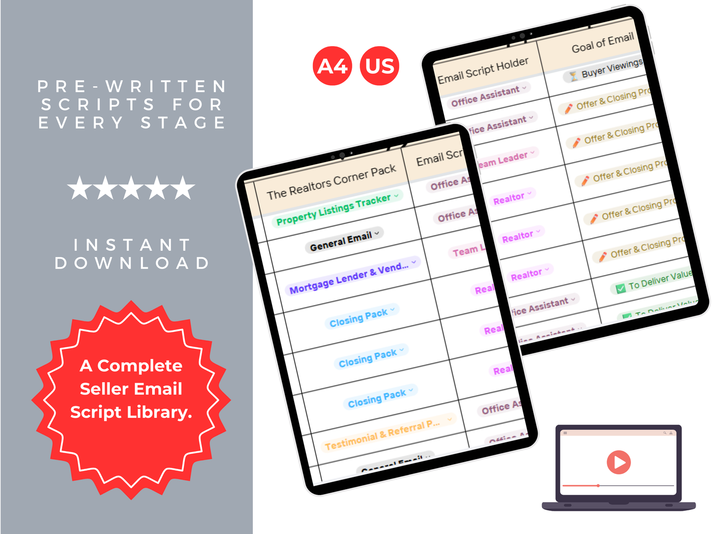 Seller Email Scripts Database Template with AI