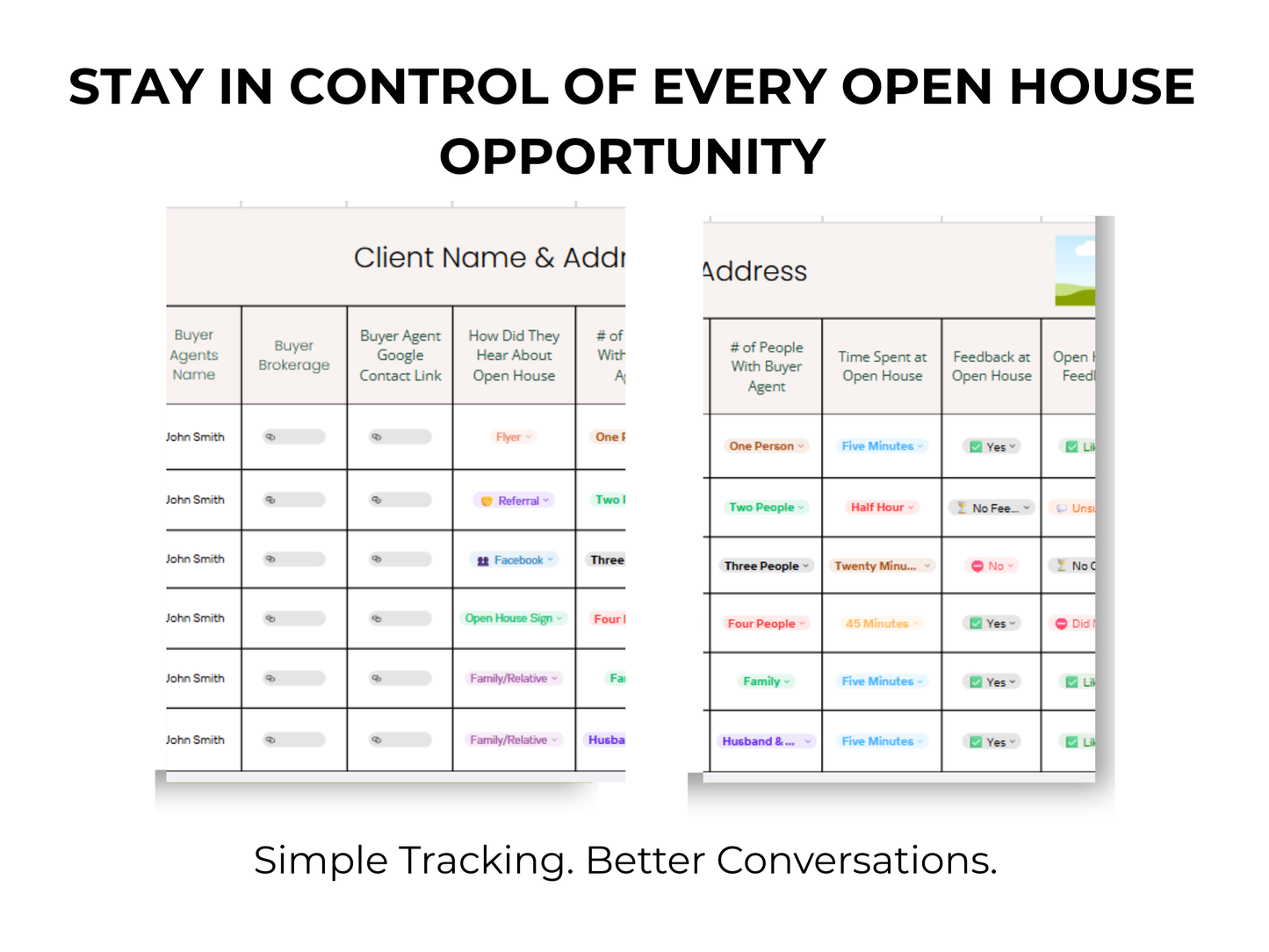 Seller Open House Tracker Template