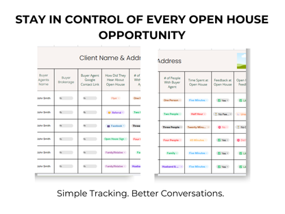 Seller Open House Tracker Template
