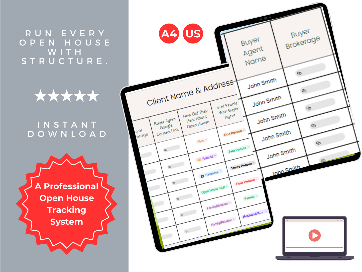 Seller Open House Tracker Template