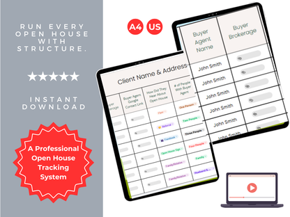 Seller Open House Tracker Template