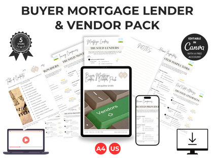 Buyer Mortgage Lender & Vendor  Pack Template
