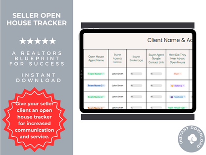 Seller Open House Tracker Template
