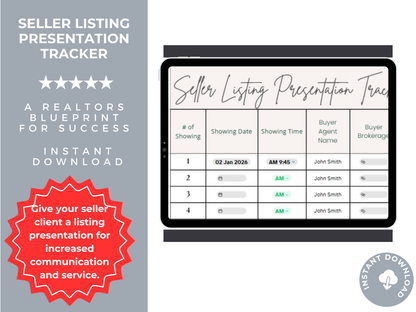 Seller Listing Presentation Tracker Template