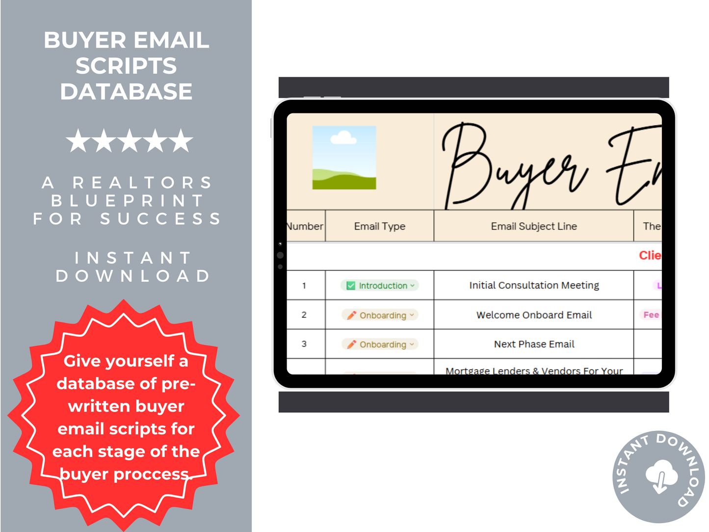 Buyer Email Scripts Database Template