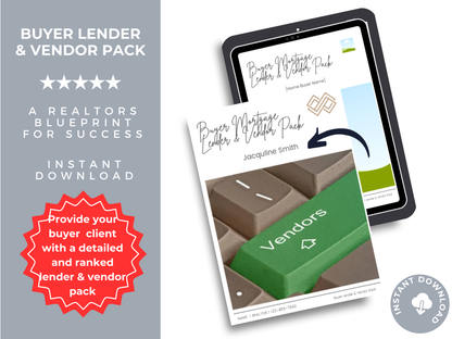 Buyer Mortgage Lender & Vendor  Pack Template