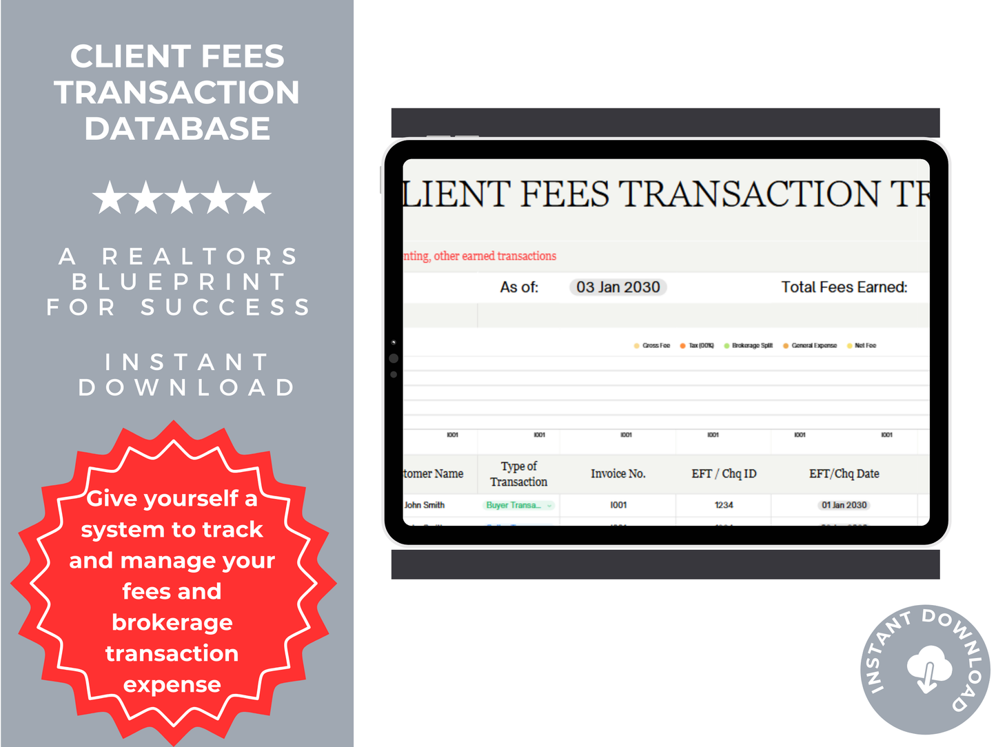 Client Fees Transaction Database Template