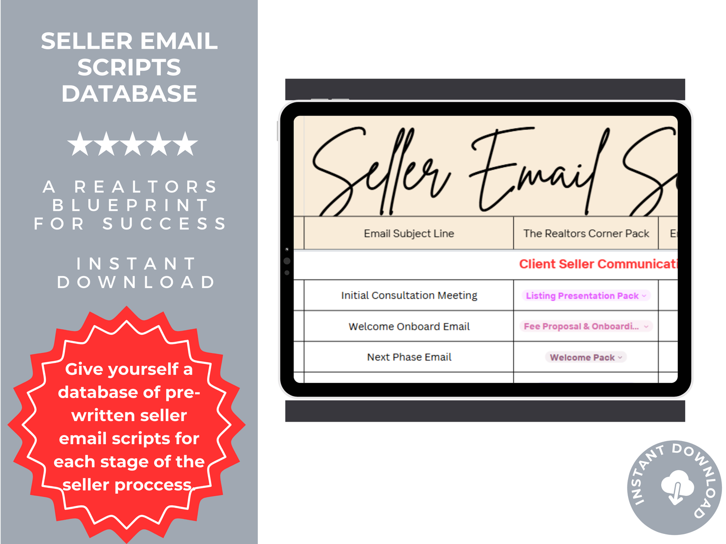Seller Email Scripts Database Template