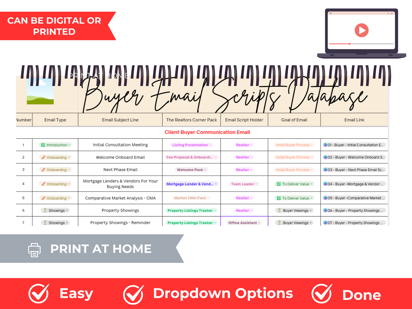 Buyer Email Scripts Database Template