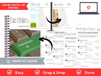 Buyer Mortgage Lender & Vendor  Pack Template