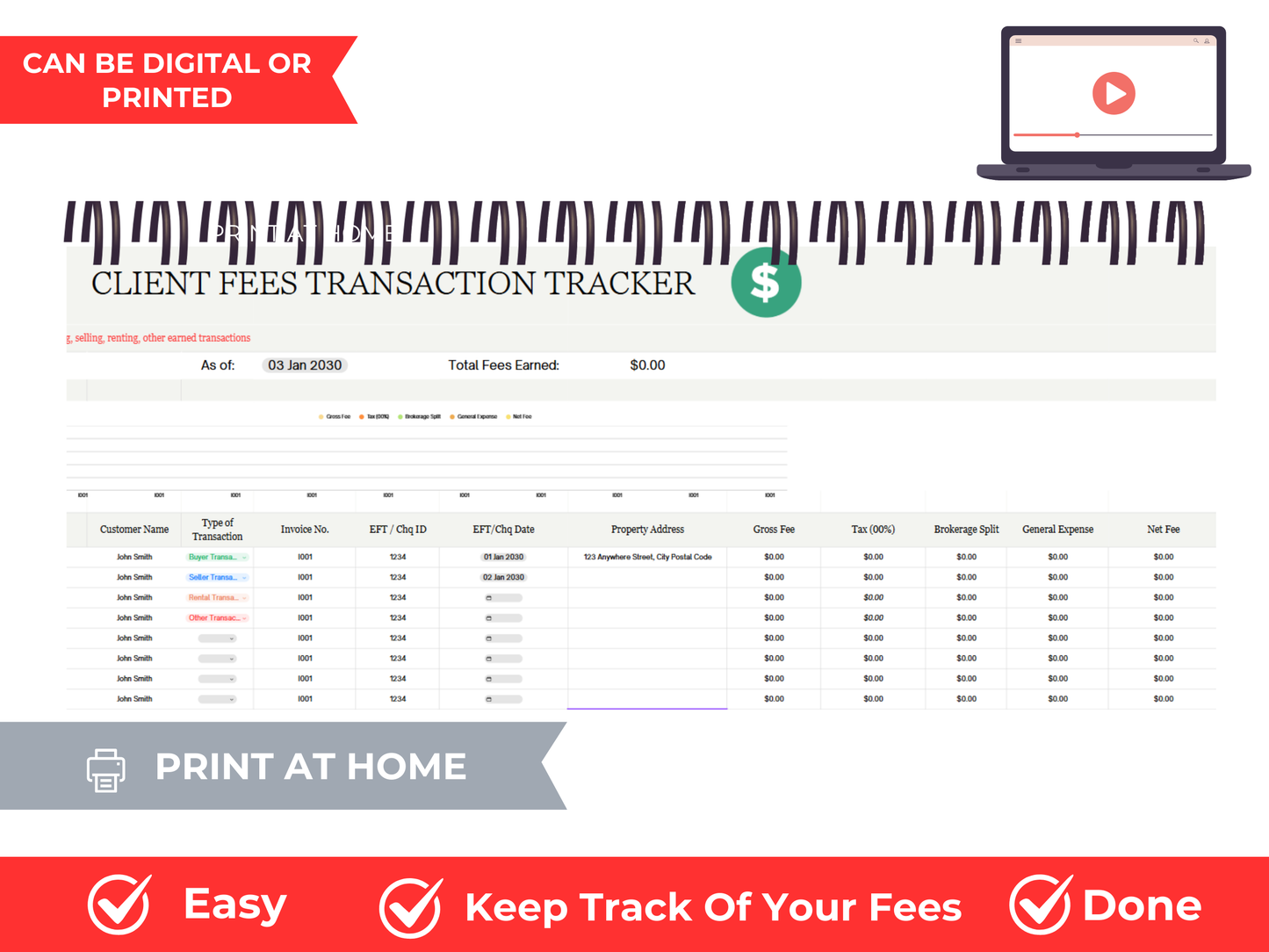 Client Fees Transaction Database Template