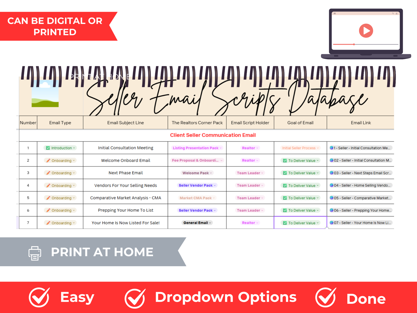 Seller Email Scripts Database Template