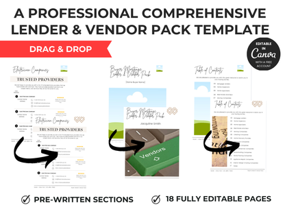 Buyer Mortgage Lender & Vendor  Pack Template