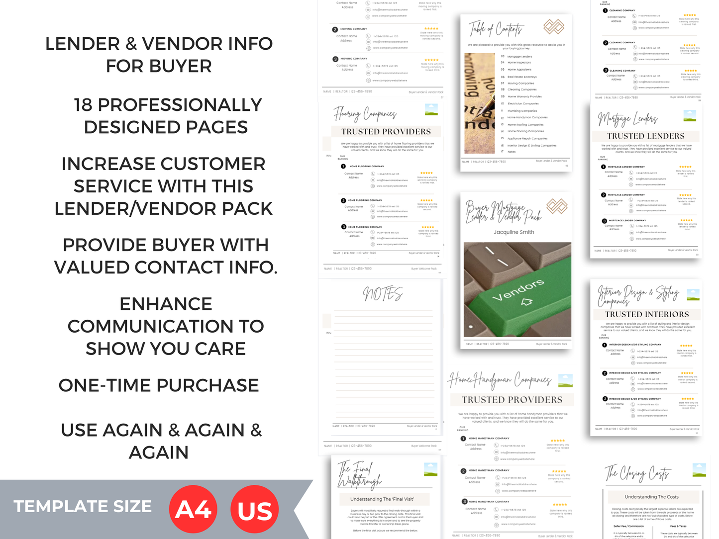 Buyer Mortgage Lender & Vendor  Pack Template