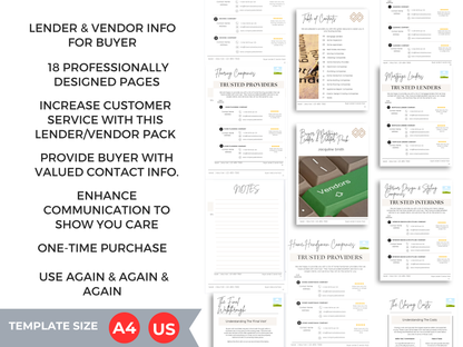 Buyer Mortgage Lender & Vendor  Pack Template