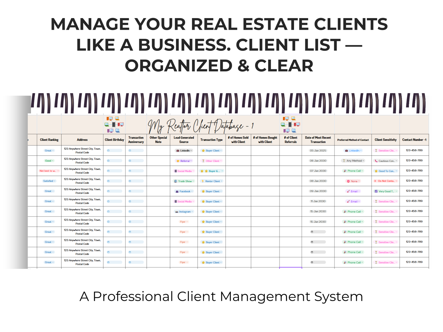 Realtor Client Database Template with AI