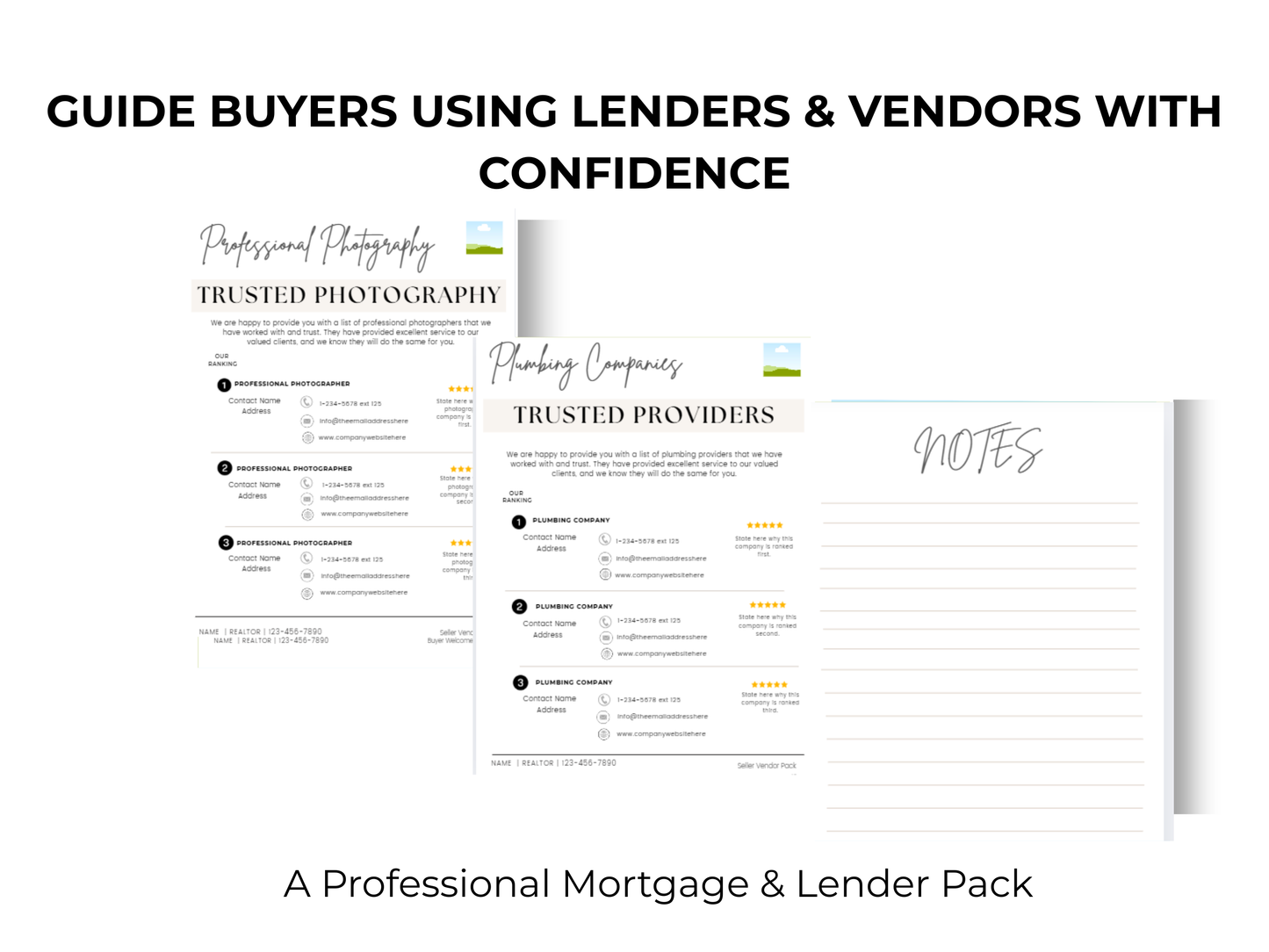 Buyer Mortgage Lender & Vendor  Pack Template